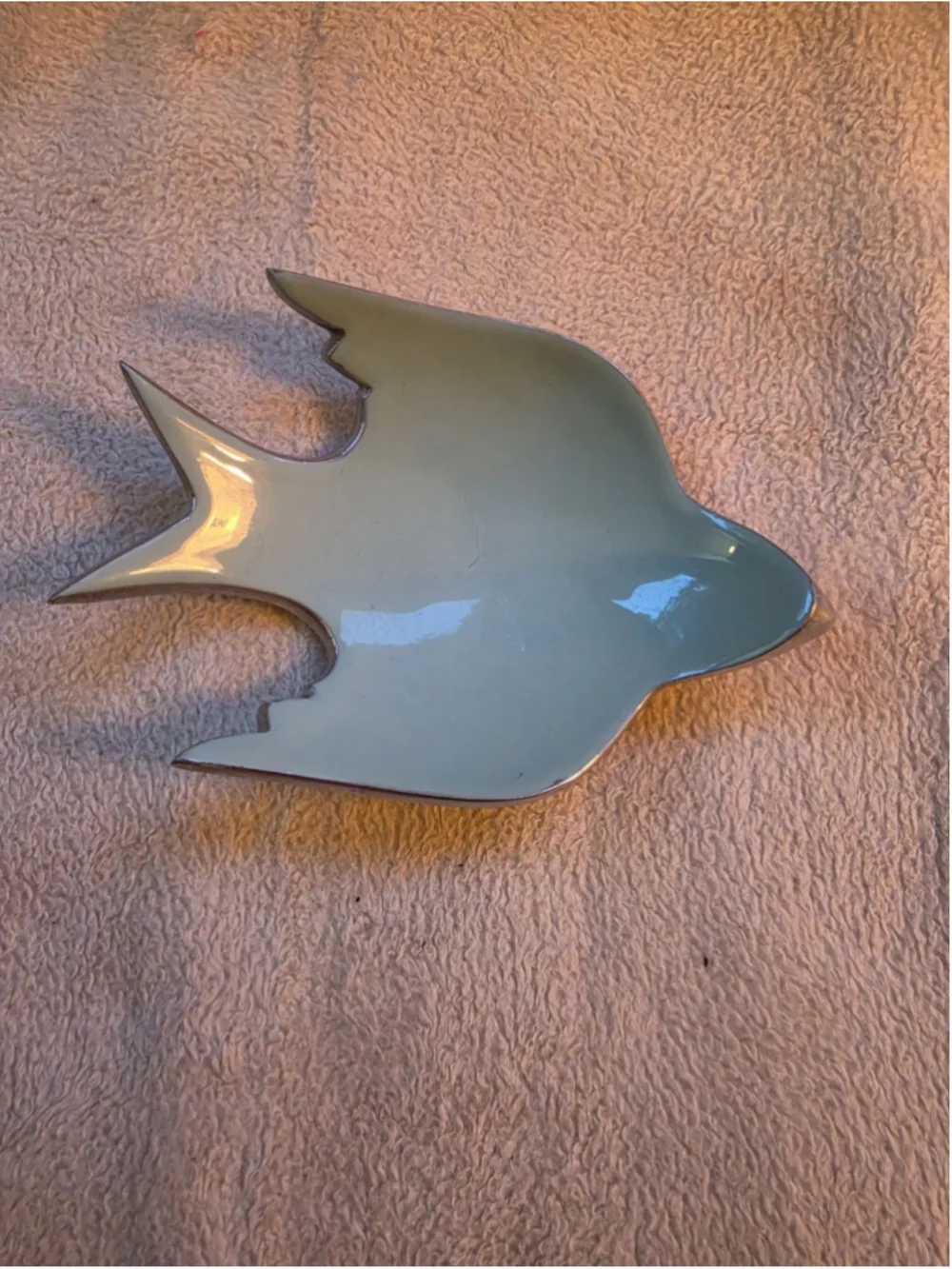 Lunares San Francisco Enameled Aluminum Dove Trinket Dish Pale Green & Polished